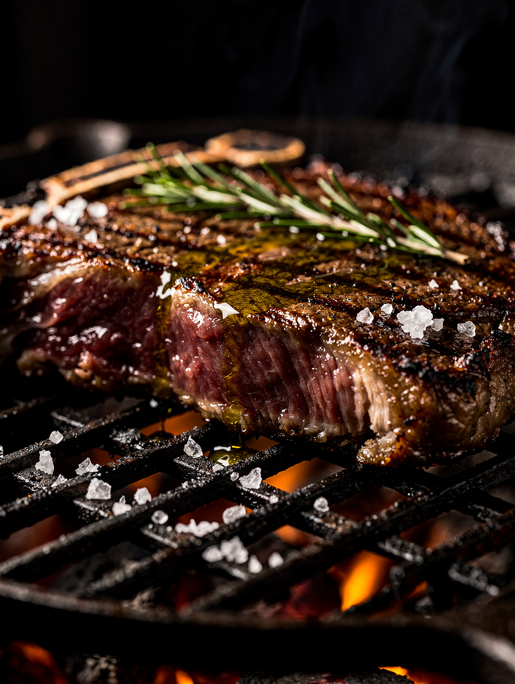 Perfectly grilled steak with charred radicchio