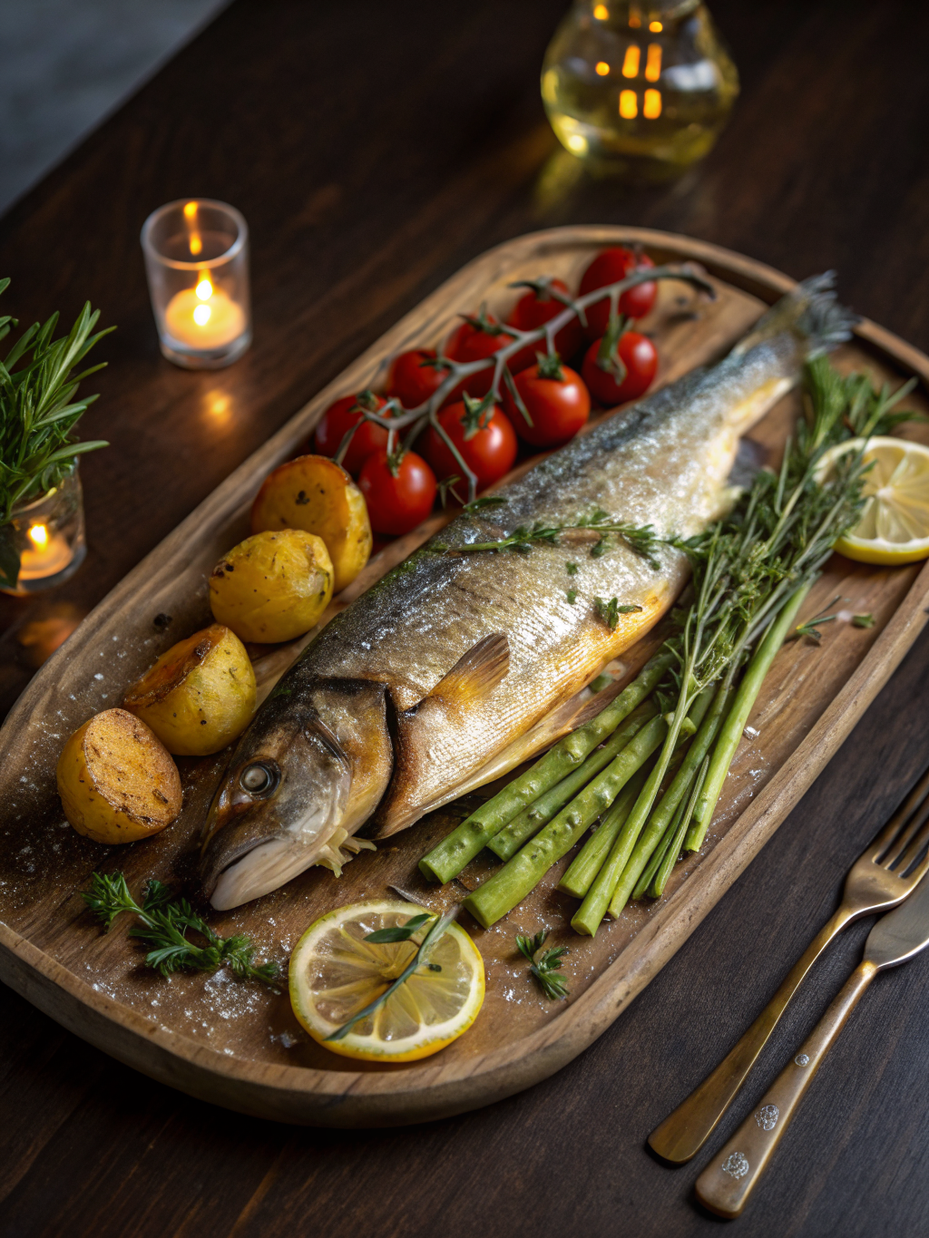 Whole roasted branzino with lemon and fennel